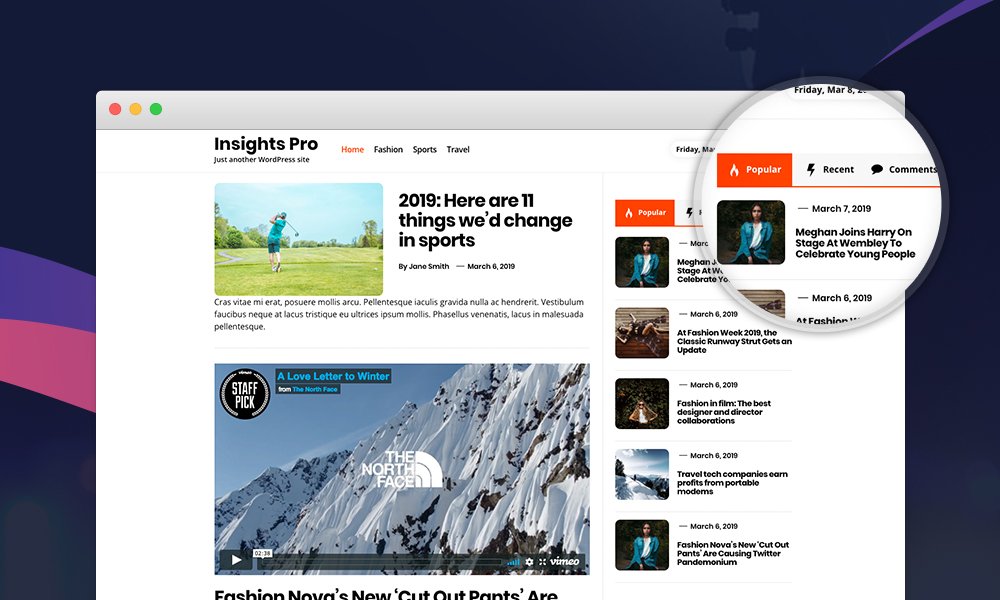 Insights Free WordPress Theme Tab Widgets