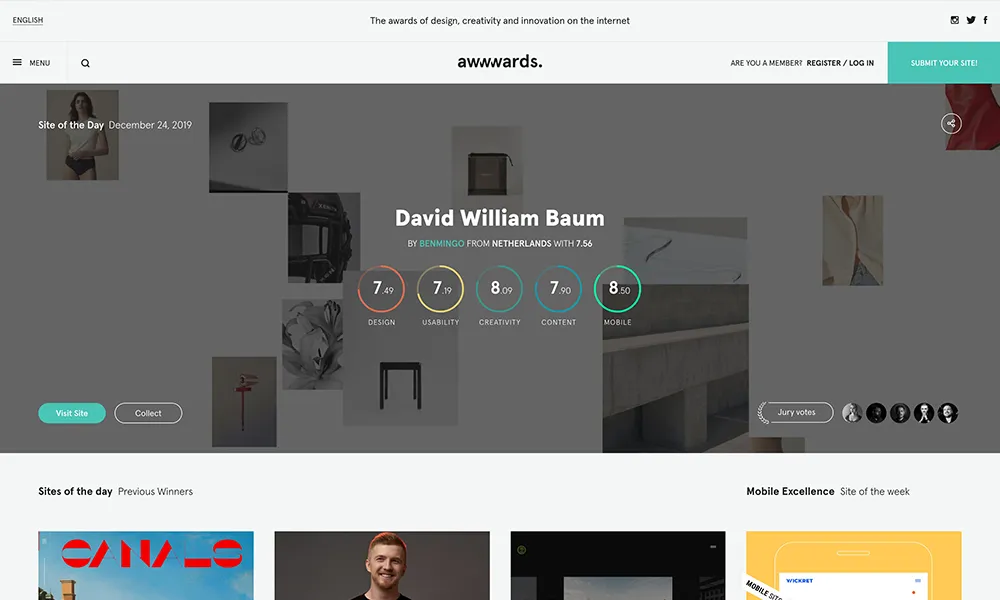 Awwwards is a professional web design and development competition body. 