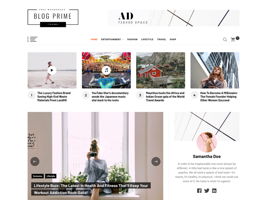 Blog Prime free WordPress blog theme